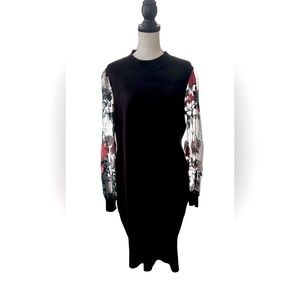 Elegant Black Dress with Floral Sleeves